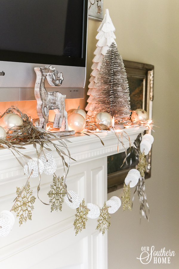 Romantic master bedroom decked for Christmas with neutral decor for an unexpected look! #christmasbedroom #christmasdecor #christmas