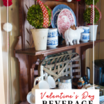 Details for creating a Valentine's Day beverage bar with adorable pom pom garland.