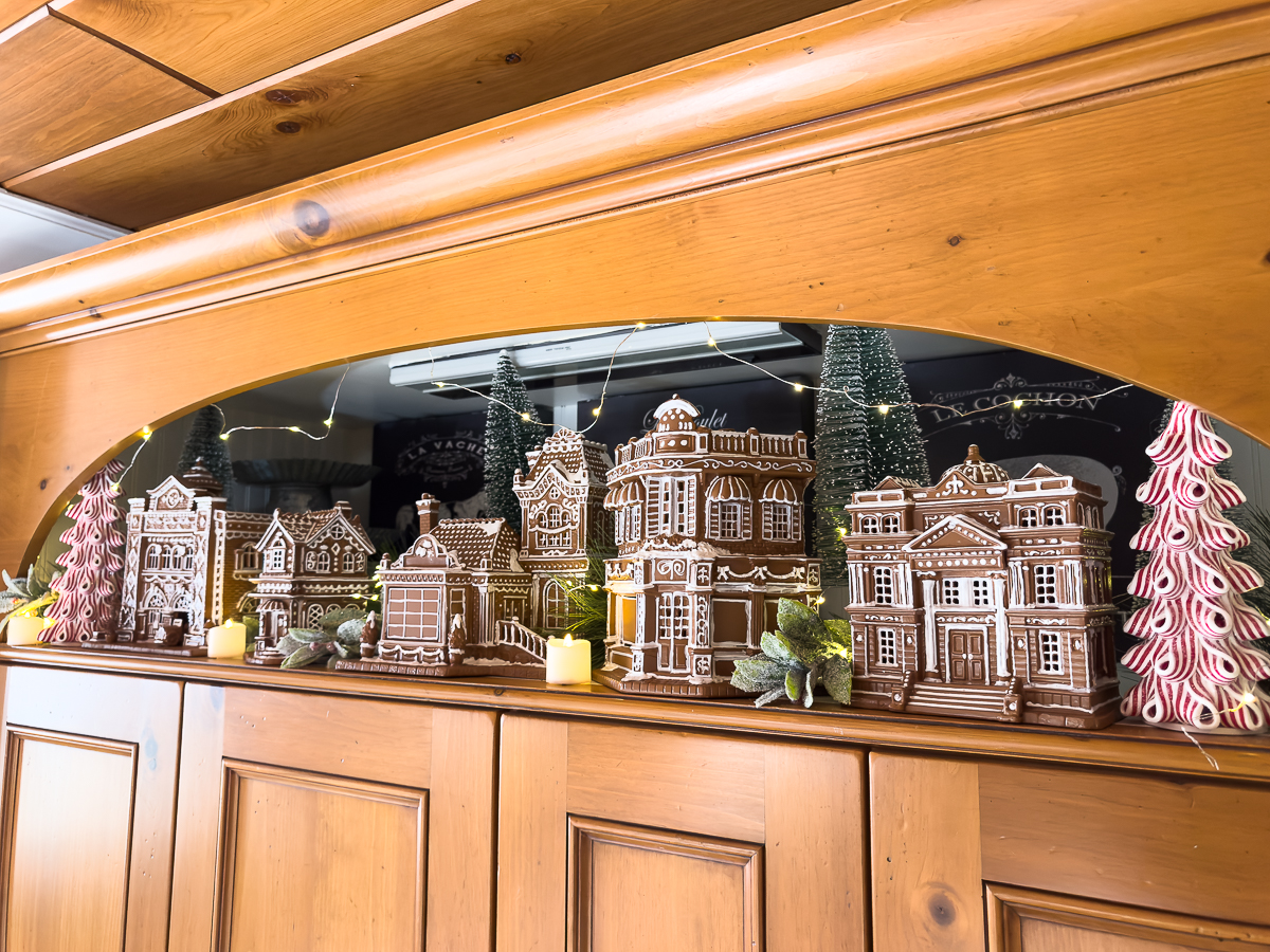 gingerbread village in kitchen