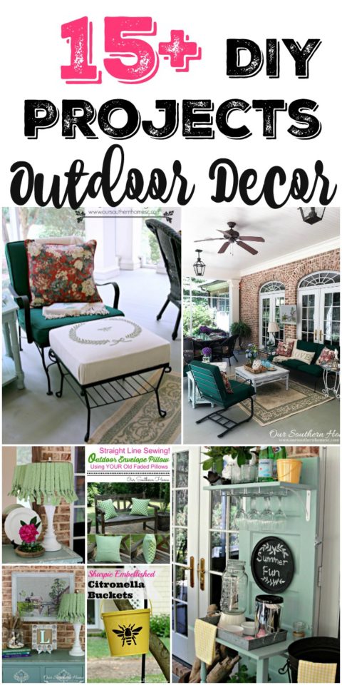 Over 15 DIY Projects for outdoor decor. Many are thrift store finds! #outdoordecor
