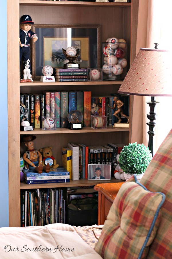 Ideas for decorating bookcases for teens by Our Southern Home