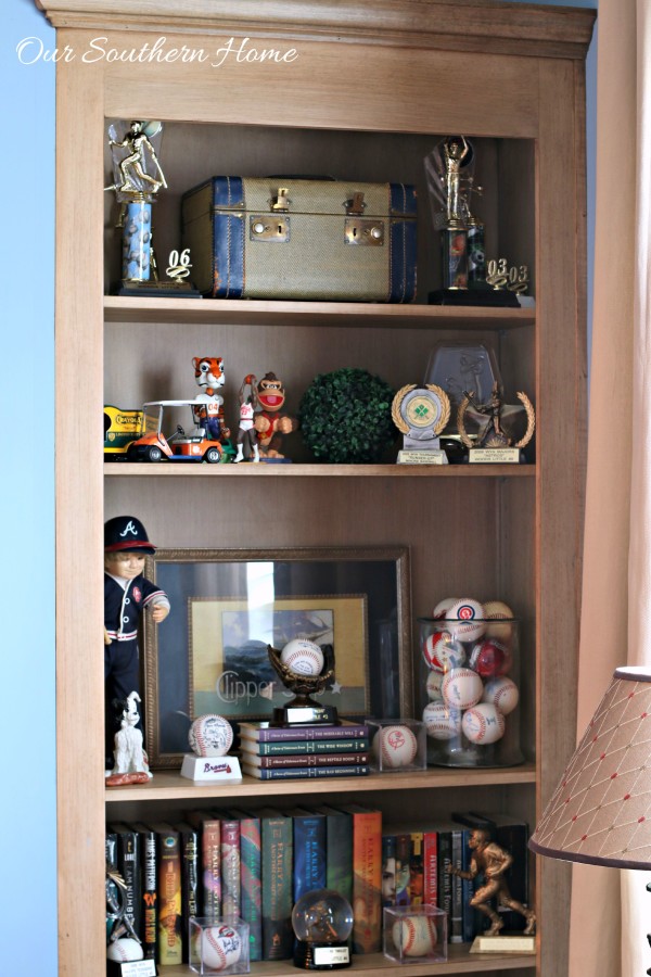 Ideas for decorating bookcases for teens by Our Southern Home