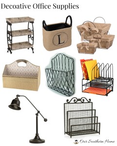 Decorative office supplies via Our Southern Home