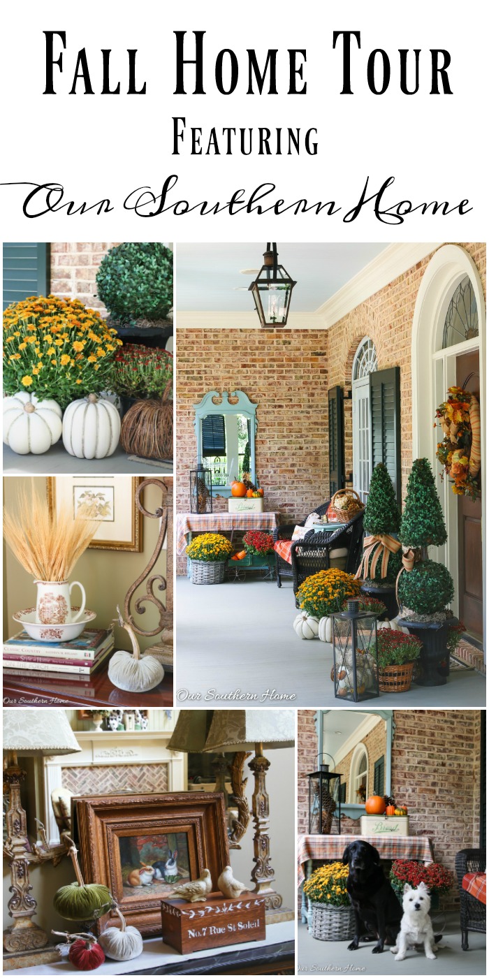 Fall home tour full of ideas for your porch and vignettes within you house via Our Southern Home 