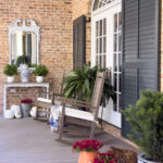 fall decor on porch with POLYWOOD rockers