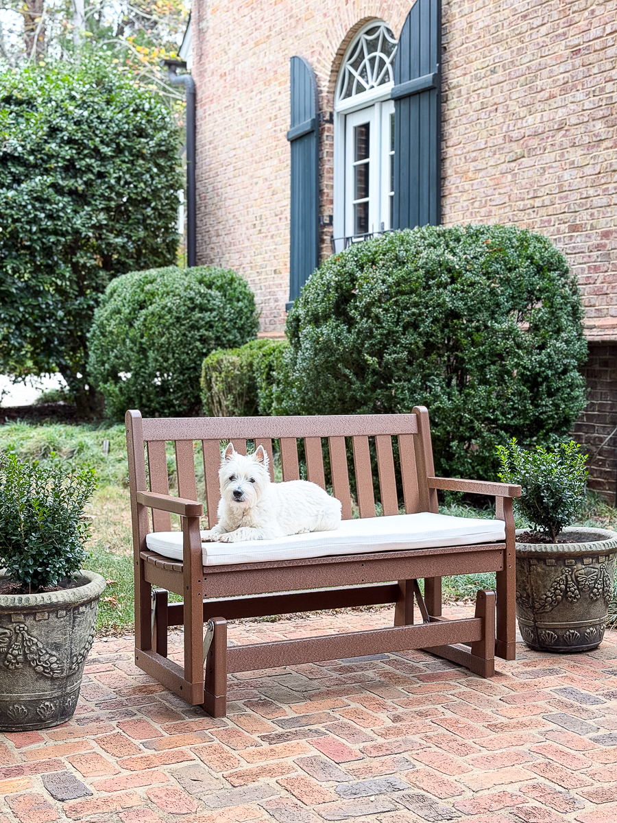 westie sitting on POLYWOOD glider