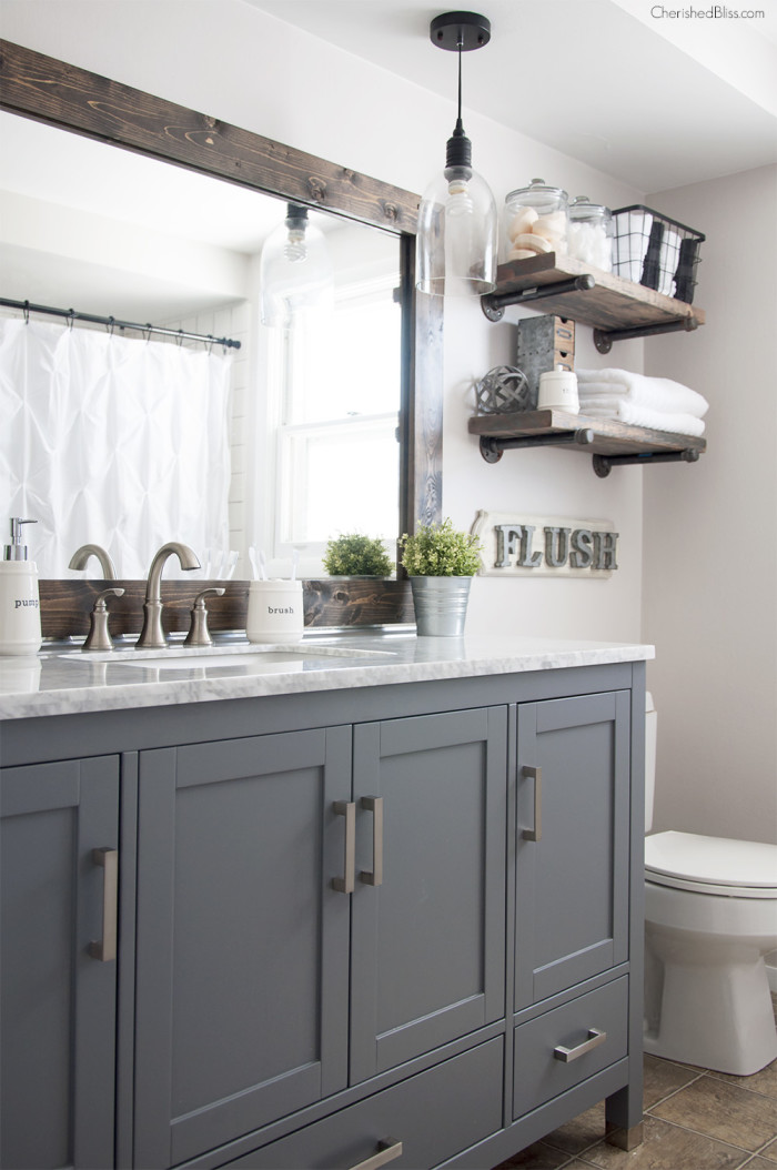 Improve the value of your bathroom with this easy tutorial on How to Frame a Bathroom Mirror! 