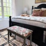sage green painted wood piano bench base
