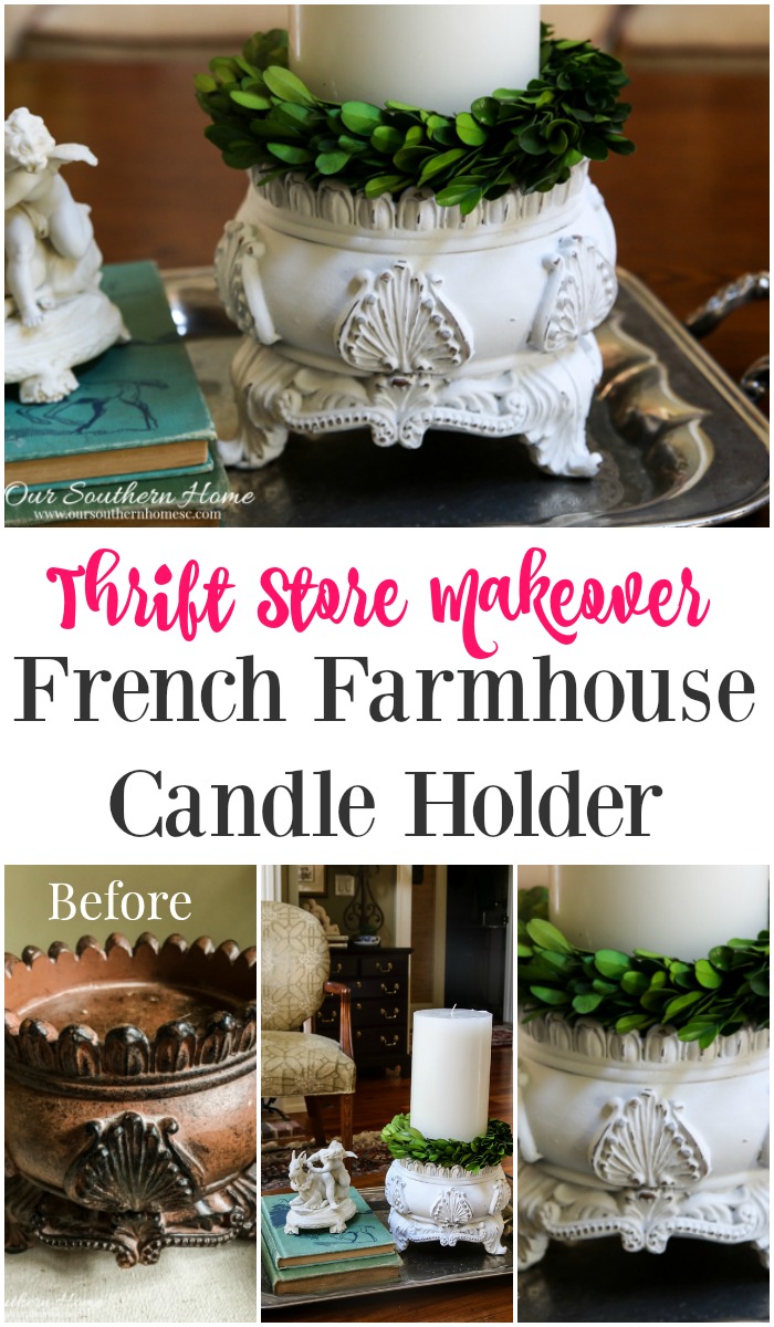Wow! A little spray paint can completely transform a home decor piece. Now it so fits into a French Farmhouse style!