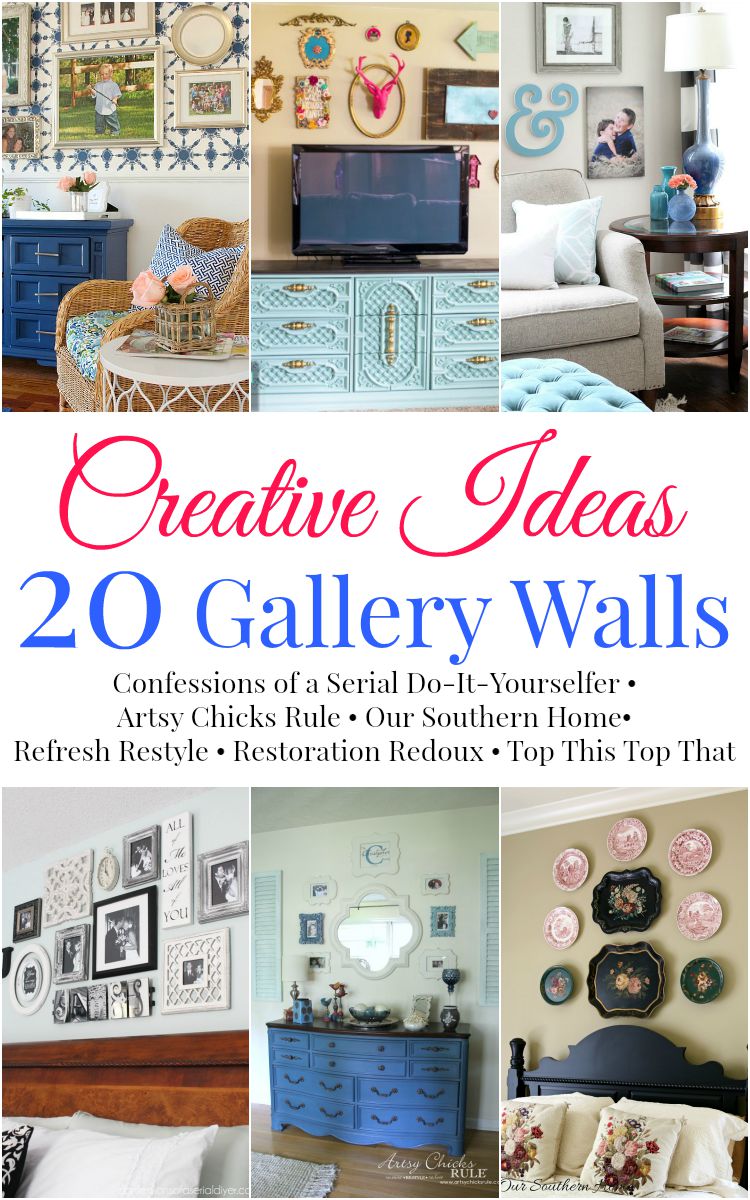 Gallery wall inspiration for 6 popular bloggers via Our Southern Home