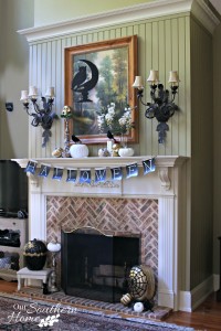 Halloween mantel for #DecorEnthusiast monthly challenge. This go around is One Space, Three Ways {Holiday Edition}