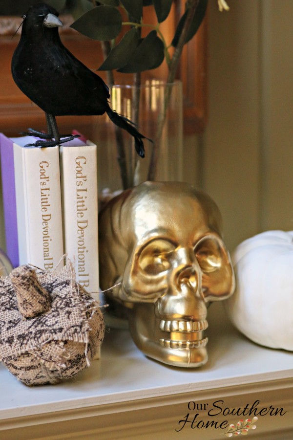 Halloween mantel for #DecorEnthusiast monthly challenge. This go around is One Space, Three Ways {Holiday Edition}