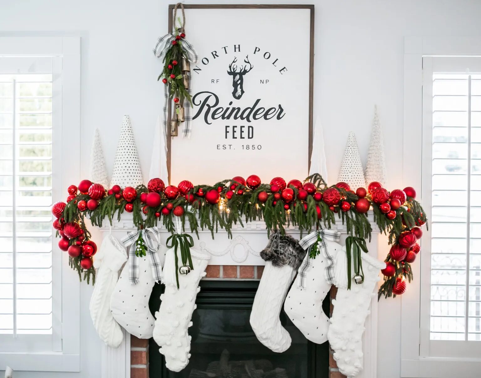 white stockings on a mantel