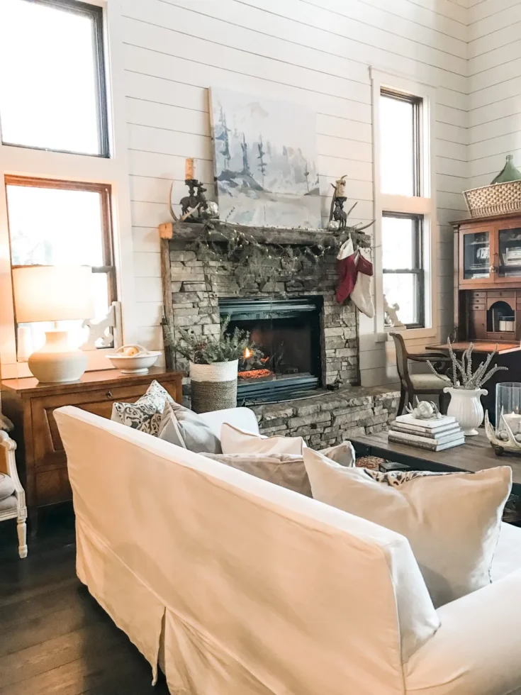 neutral christmas living room