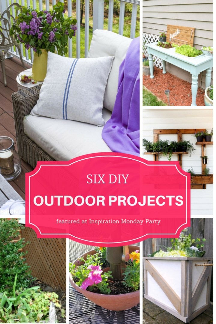 Six outdoor DIY projects are the features from this week's Inspiration Monday link party. #outdoordiy #diy #outdoorliving #planters