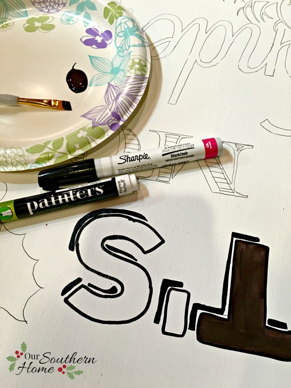 It's the most wonderful time of the year vintage look hand-painted DIY Christmas sign by Our Southern Home. This is much easier that you think! You've got to check it out! #homeforchristmas