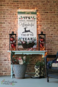 It's the most wonderful time of the year vintage look hand-painted DIY Christmas sign by Our Southern Home. This is much easier that you think! You've got to check it out! #homeforchristmas