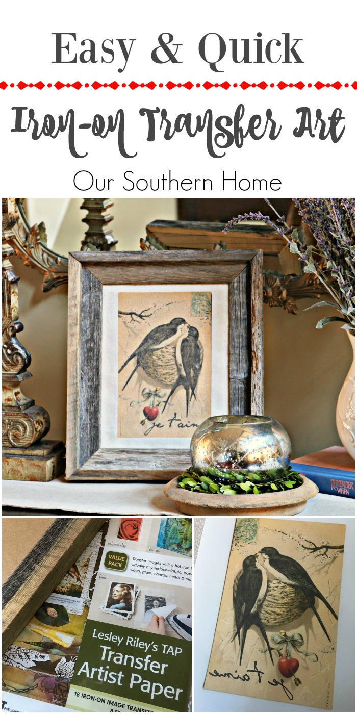 Lovebirds easy and quick iron on transfer for framed art by Our Southern Home