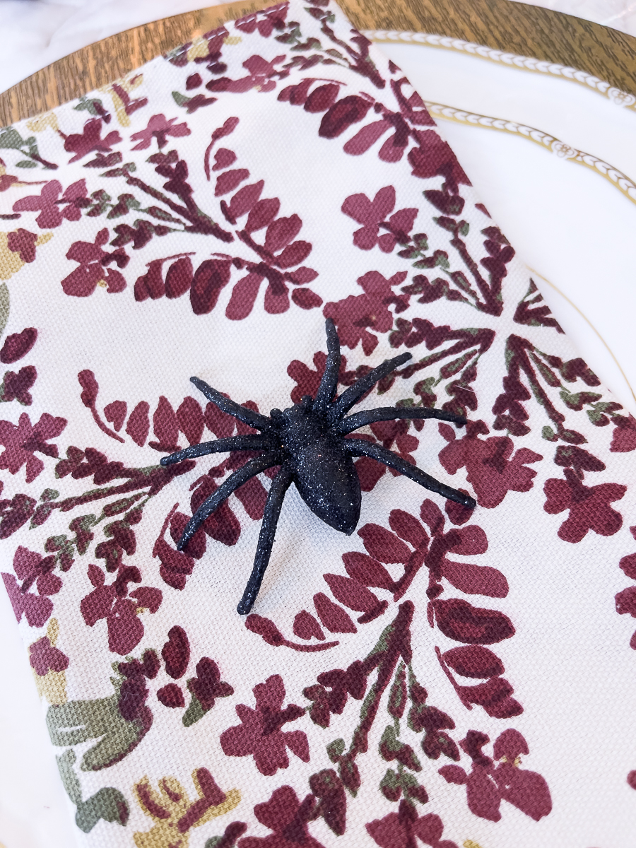Halloween table with spiders