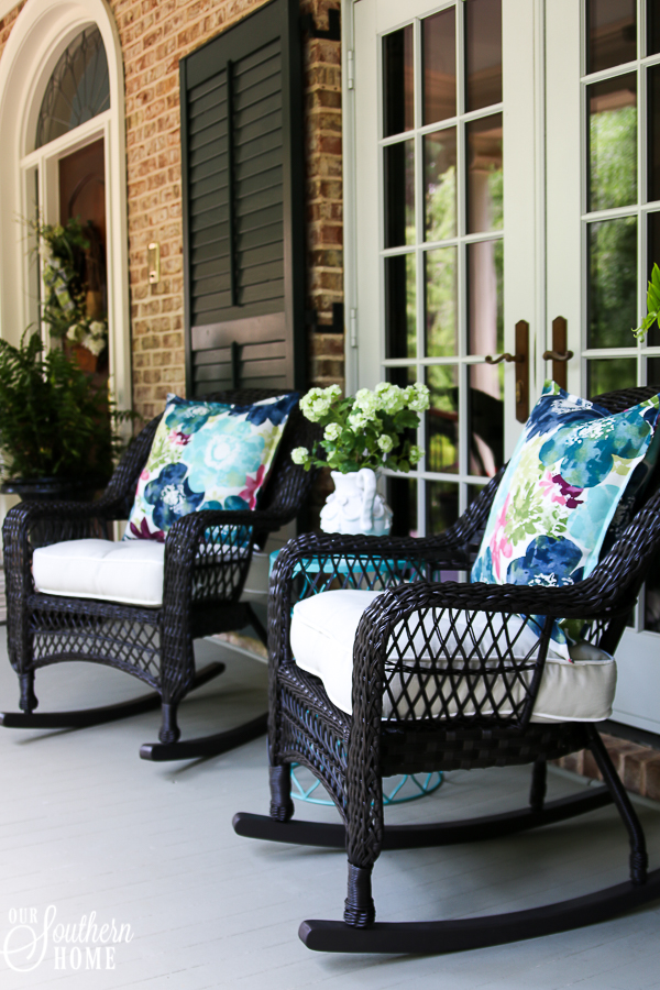 Ideas for southern outdoor living! Welcome to this large front porch and backyard terrace area.