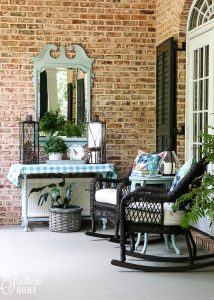 Ideas for southern outdoor living! Welcome to this large front porch and backyard terrace area.