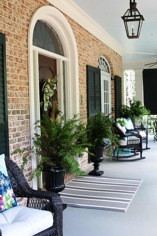 Ideas for southern outdoor living! Welcome to this large front porch and backyard terrace area.