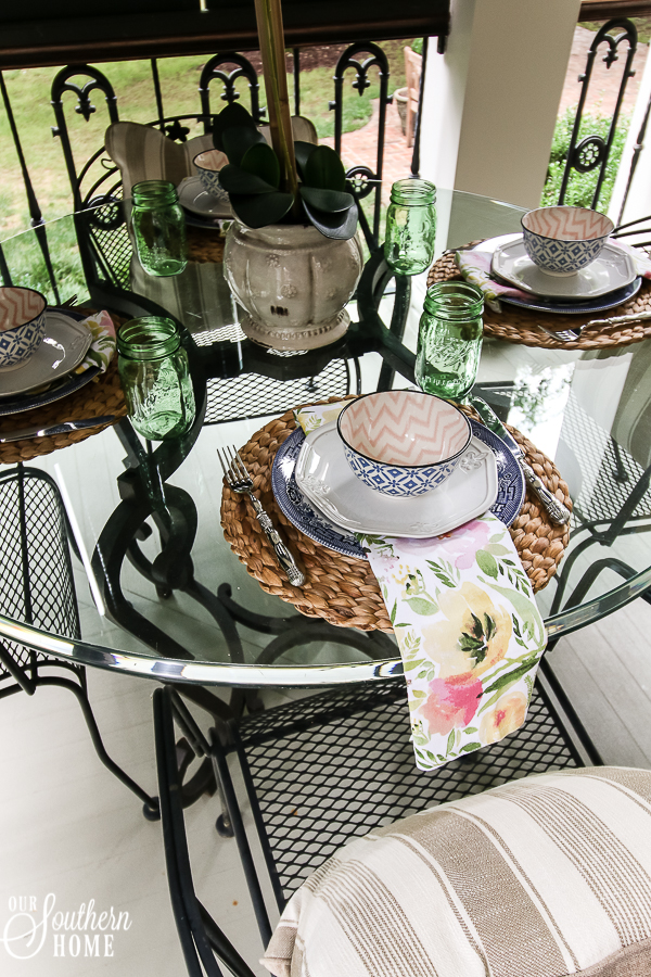 Ideas for southern outdoor living! Welcome to this large front porch and backyard terrace area.