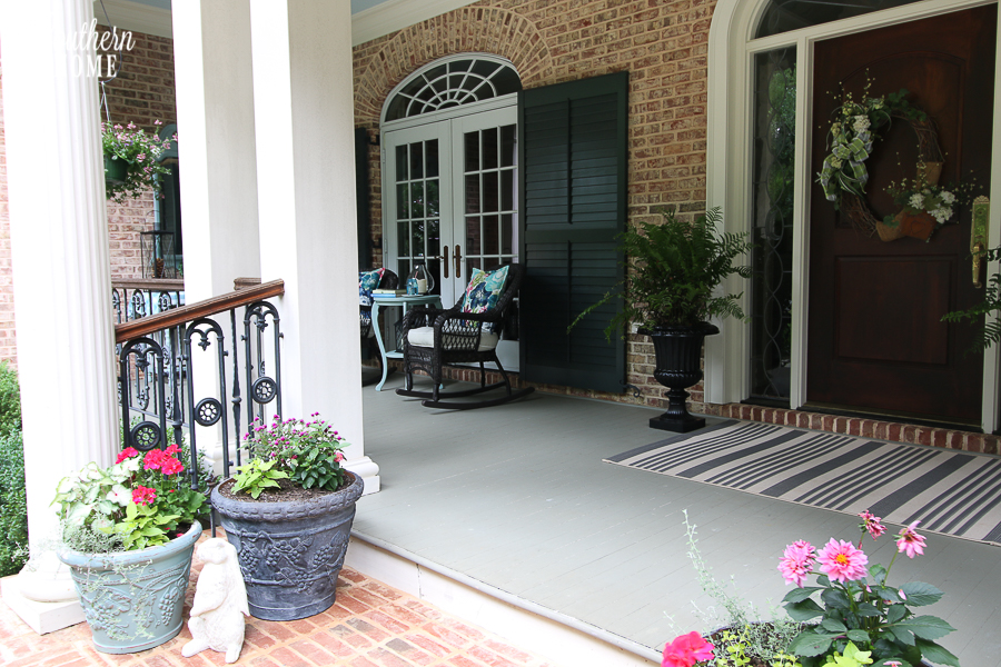 Ideas for southern outdoor living! Welcome to this large front porch and backyard terrace area.