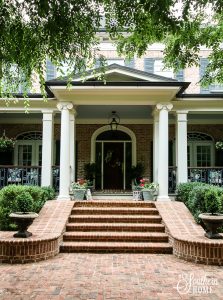 Ideas for southern outdoor living! Welcome to this large front porch and backyard terrace area.