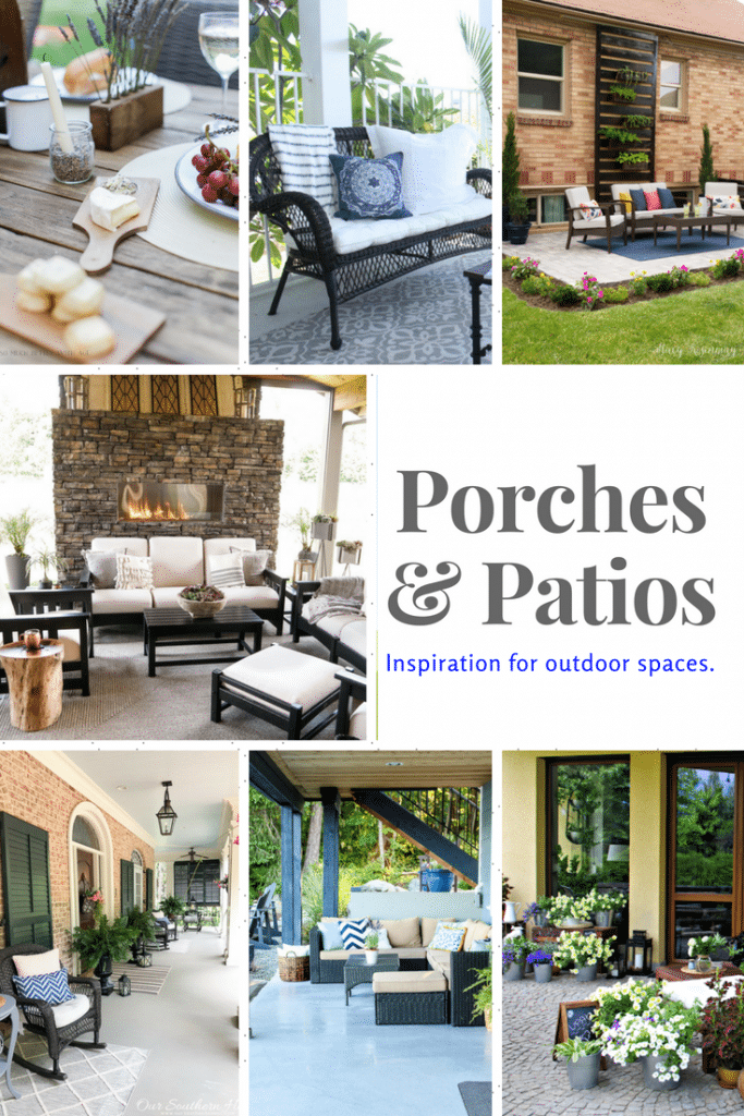 Beautiful patios and porches are the features for Inspiration Monday link party! #outdoorliving #patio #porches
