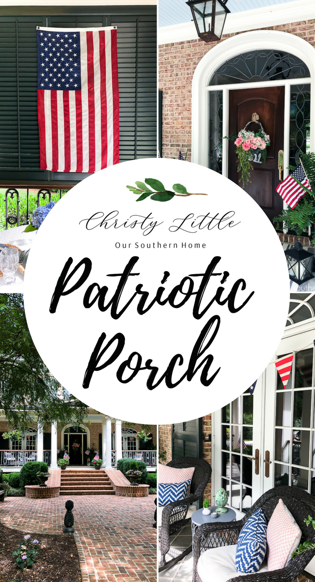 Southern Patriotic Porch with simple ideas to show your pride! #porch #patrioticporch #southernporch #patrioticdecor #patrioticideas #4thofjuly #laborday #memorialday