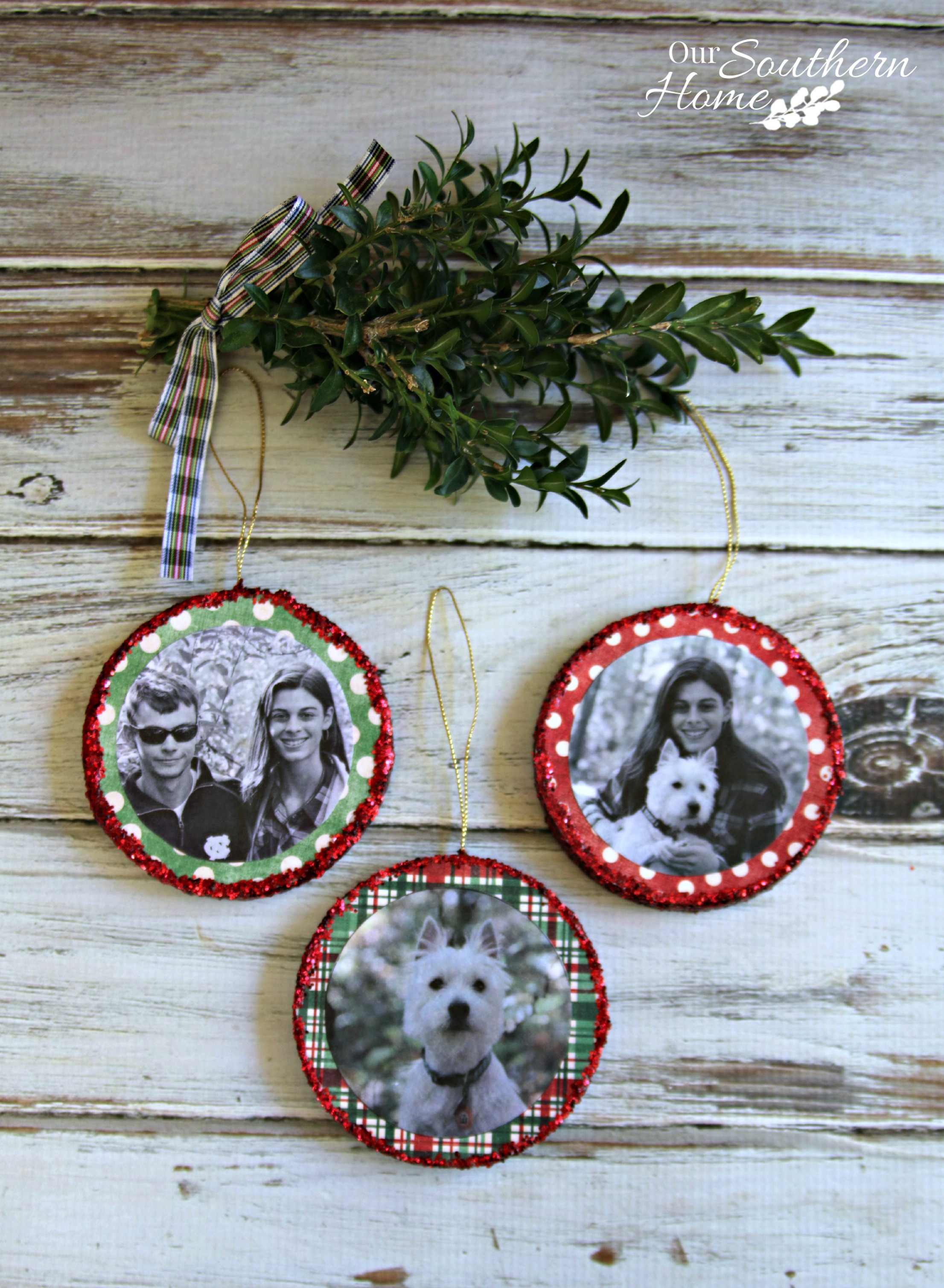 Photo Christmas ornaments are a very simple craft with the aid of Mod Podge by Our Southern Home