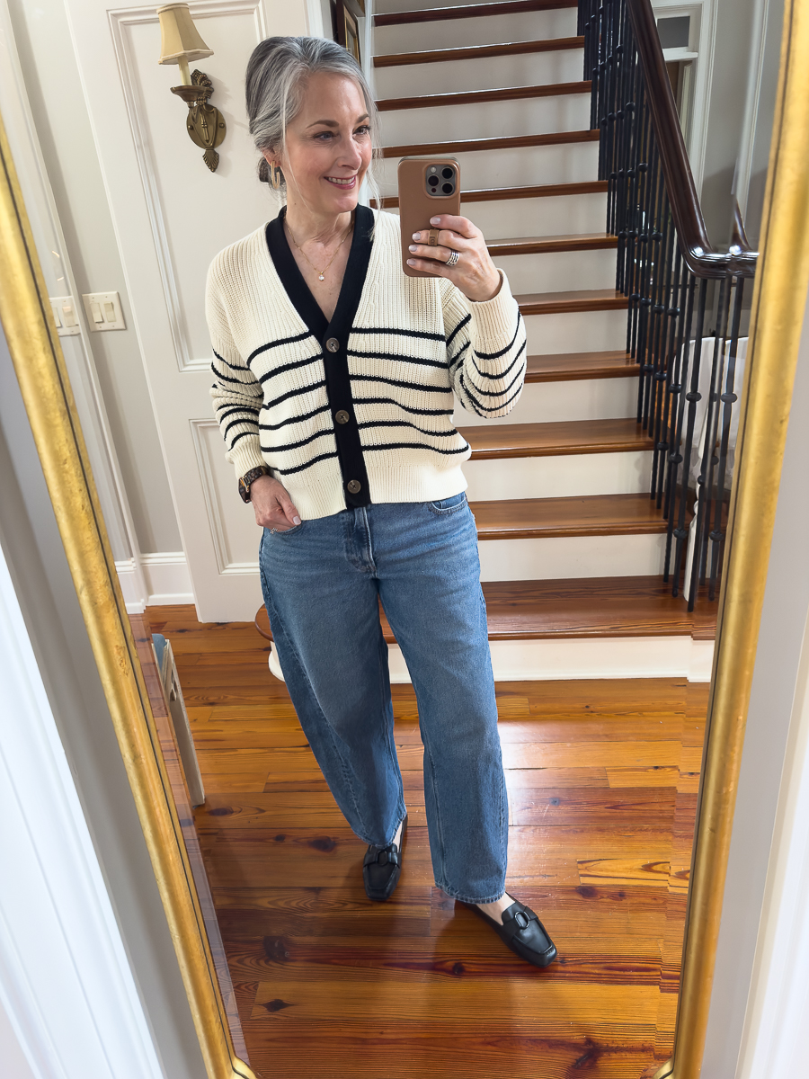 quince striped cardigan