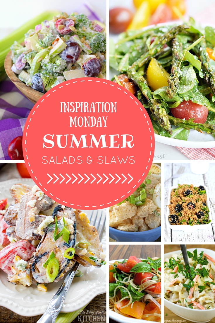 Yummy summer salads and slaws are great when the temps are hot! These are the fabulous features from this week's Inspiration Monday Link Party!