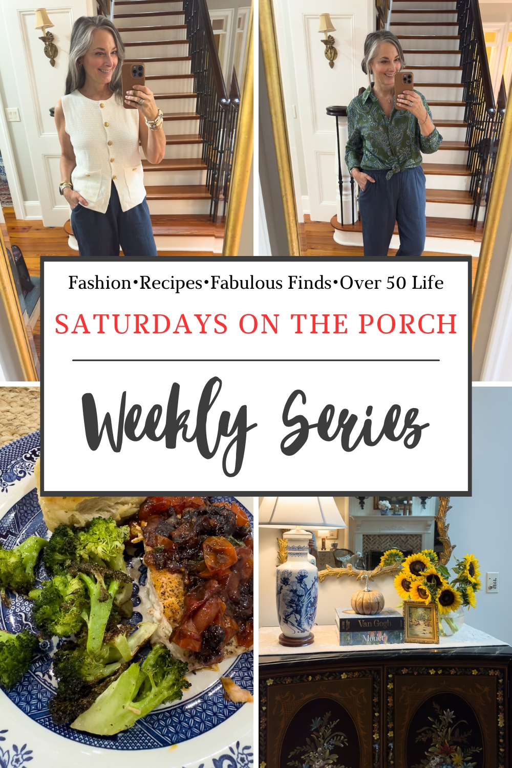 collage of fashion and recipes