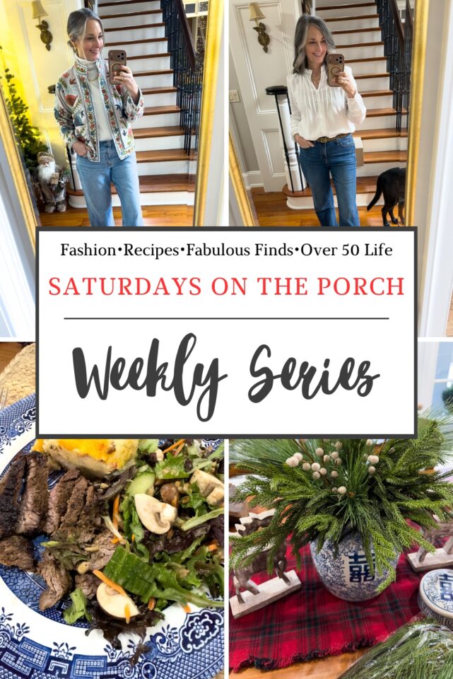 collage of outfits, food and decor