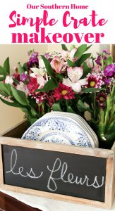 Thrift store crate makeover becomes a stylish container for the home!