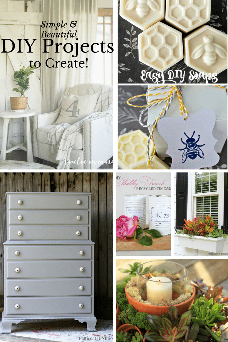 Simple and Beautiful DIY Projects to Create from the weekly Inspiration Monday link party!