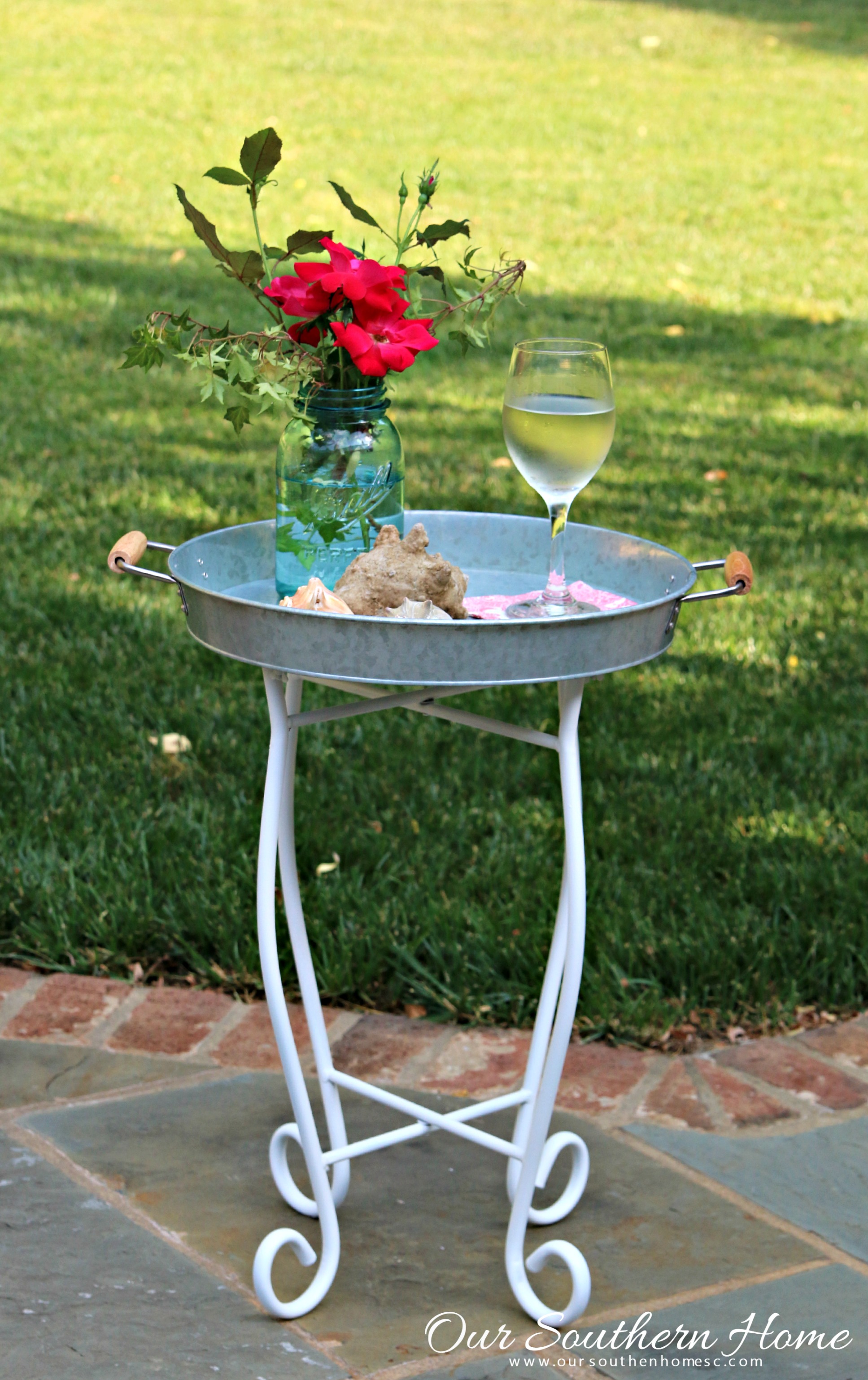 mosaic tile patio table on Outdoor Upcycled Table Our Southern Home