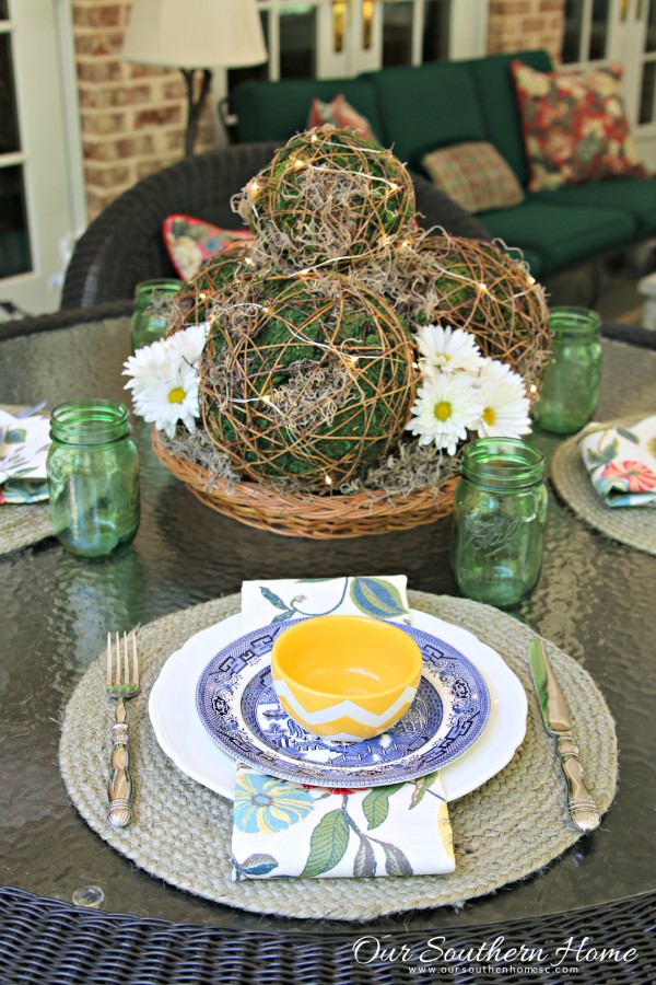 Decorating with string lights: Moss Sphere Tutorial with Our Southern Home