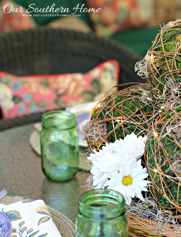 Decorating with string lights: Moss Sphere Tutorial with Our Southern Home