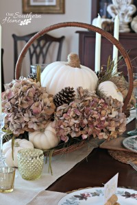 Thanksgiving tablescape using faux and fresh items by Our Southern Home