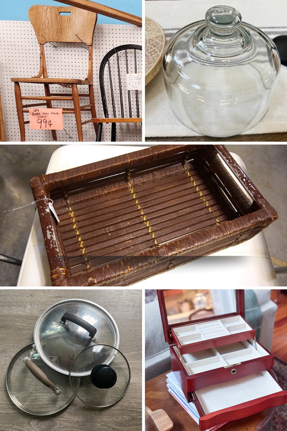 collage of before projects for Thrift Store Decor