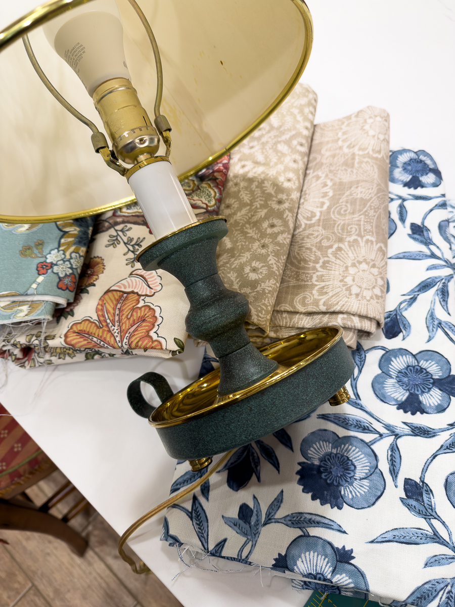 lamp on fabric samples