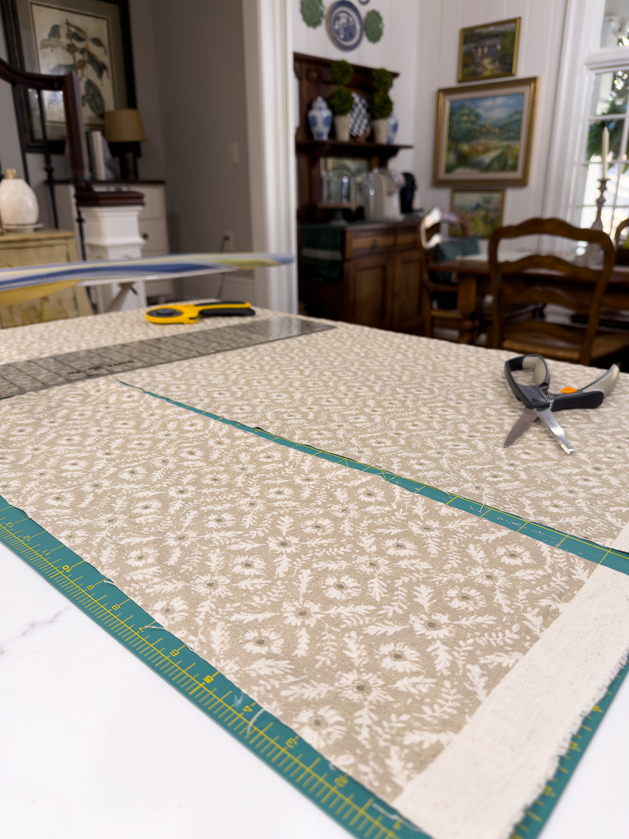 cutting strips of fabric