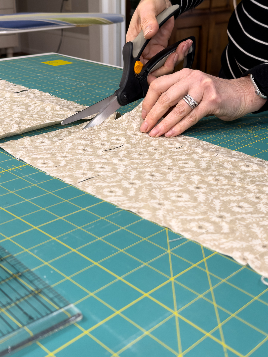 cutting strips of fabric