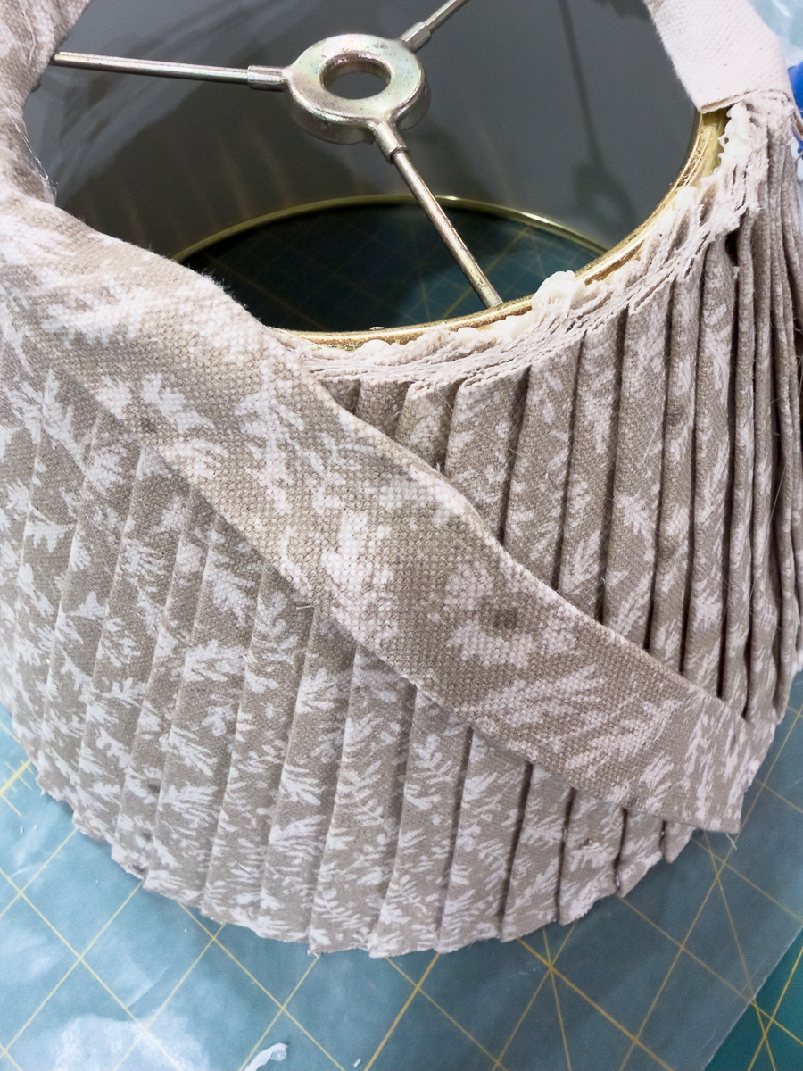 adding trim to DIY pleated shade