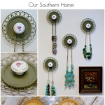 Jewelry Hangers made with coasters and cabinet knobs from a thrift store by Our Southern Home #SwapItLikeItsHot