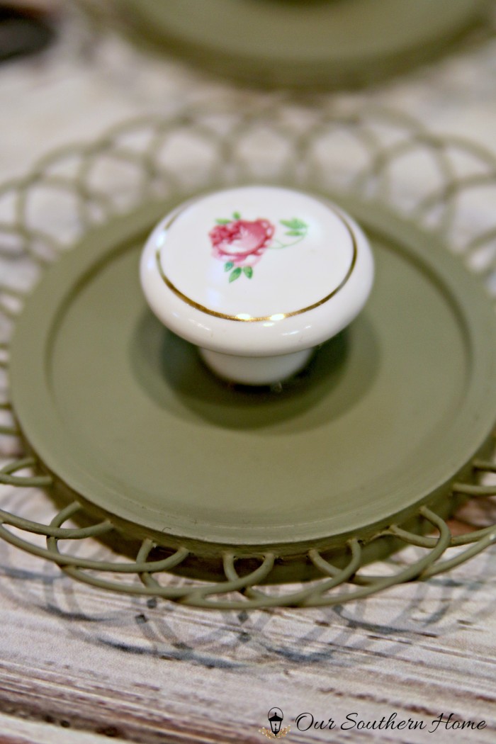 Jewelry Hangers made with coasters and cabinet knobs from a thrift store by Our Southern Home #SwapItLikeItsHot