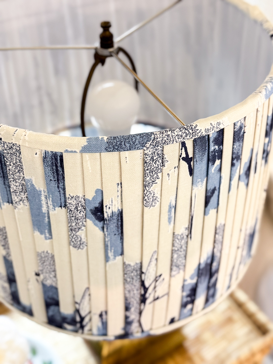 up close of diy pleated lamp shade